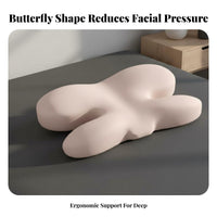 No Face Pressure Side Sleeper Pillow Skin-Friendly Butterfly Shaped Pillow Slow Rebound for Adults, Women, Bedroom, Resting, Night Time