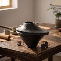 Tabletop Vase Black Sculptural Vase Decorative Flower Holder for Art Collectors, Entry Console