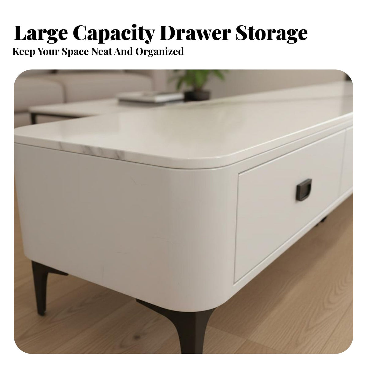 Floor Standing TV Cabinet Light Elegant Design TV Cabinet with Drawers Ample Storage Low Profile Entertainment Center for Pet Owners, Bedroom