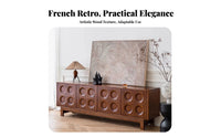 Vintage Aesthetic Low TV Cabinet with Rattan Door Mid-Century-centuryera Design Living Room Furniture Small Space compact-friendly Media Console Multi-Purpose for Apartment Dwellers, Homeowners, Interior Decorators, Entryway, Bedroom, Home Office, Kitchen