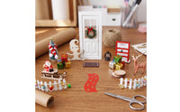 Tabletop Christmas Dollhouse Decorations Kit Tiny Christmas Dollhouse Kit Detailed Elf Door Set with Wreath Lightweight for Hobbyists