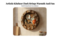 Silent Quartz Movement Kitchen Themed Wall Clock Non-Ticking Round Wooden Wall Clock Creative Design for Living Room, Home Bar