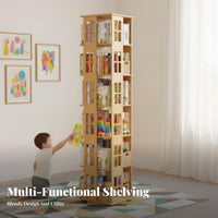 360-Degree Rotation Rotating Book Tower Modern Minimalist aesthetic Revolving Multi-Tier Shelf Floor-Standing bookcase Space-Saving for Children, Students, Families, Small Spaces, Bedroom, Home Office, Corner