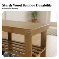 Multi-Functional 2-Tier Entryway Seat double-purposeFunction Design 2-Tier Shoe Changing Seat Space-Saving Footwear Rack Sturdy Build for Apartment Dwellers, Families, Homeowners, Hallway, Mudroom, Bedroom, Closet