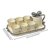 Porcelain Tea Set, Ceramic Teapot and Cups, Modern Cream