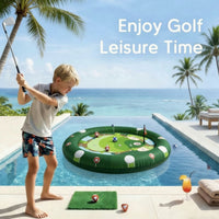 Floating Water Chipping Green Sturdy Pool Golf Game with Club Inflatable Golf Pad with Balls Waterproof Soft-Touch for Families