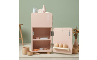 Wooden Play Refrigerator Rounded Edges Wooden Toy Fridge Ice Maker Feature Children's Kitchen Fridge for Children