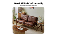 Top-Grain Cowhide 3-Seater Leather Sofa sturdy Wood Frame 3-Seat Sofa Retro Design Couch Modern Minimalist aesthetic for Apartment Dwellers, Homeowners, Families, Bedroom, Home, Lounge Area, Office