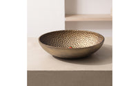 Oval Bowl with Hammered Texture Elegant Aluminum Bowl with Wide Large Serving Dish for Dining Table