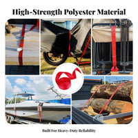4 Pieces High Breaking Strength Ratchet Tie-down Strap Rubber Coated Hooks Ratchet Tie-down Straps Long-Lasting Polyester Strapping