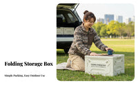 Foldable Design Folding Camp Box with Tabletop Lid Multi-Functional Folding Storage Box with Tabletop Two-in-onePurpose Camping Furniture Large Capacity for Car Owners, Families, Homeowners, Picnic, Garden