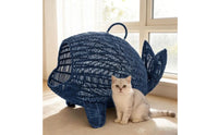 Whale Cat Bed Breathable Rattan Cat Bed Pet Furniture Sturdy Long-Lasting for Cats, Indoor, Living Room