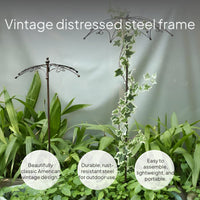 Umbrella Shaped Plant Trellis Decorative Weather-Resistant Wrought Metal Garden Stake for Balcony, Patio
