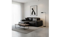 Multifunctional Sofa Bed Transformable Design Electric Recliner Sofa Remote Control Black Leather Sectional for Small Apartment Dwellers