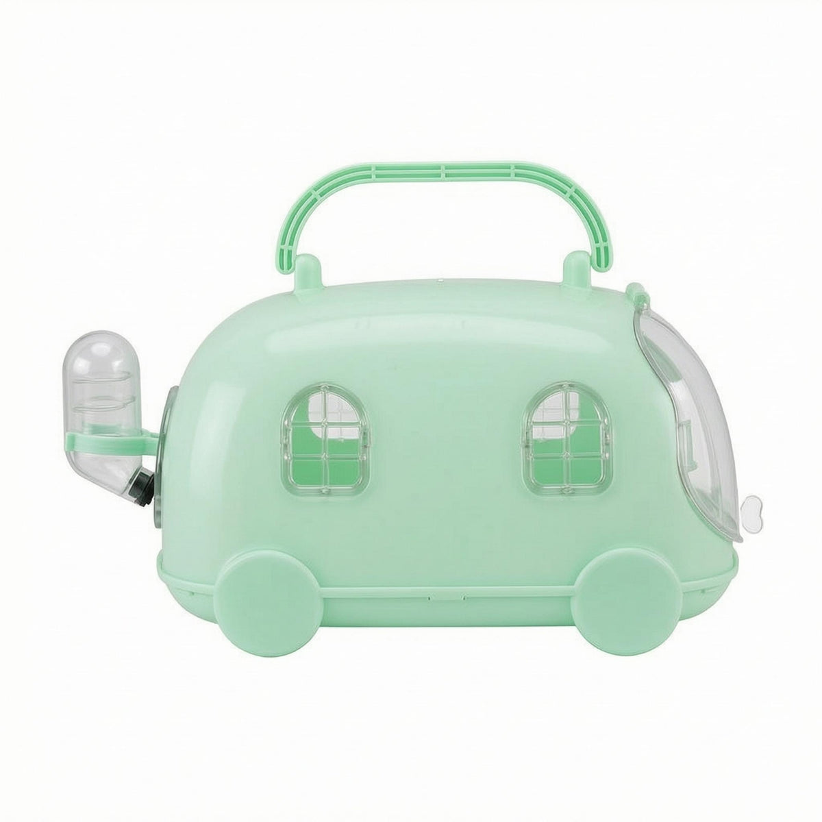 Built-in Handle Car-Shaped Hamster Cage Clear Front Access Door Plastic Hamster Carrier Cage Metal Grid
