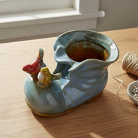 Ceramic Boot Planter Opening Top Boot Planter Raised Texture Decorative Container