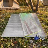 Picnic Blanket and Camping Mat with Aluminium Foil, Waterproof Blanket Sleeping Mat for Camping Hiking, Blue Foam Bottom with Carrying Straps