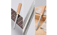 Fret File with Guard Pads Four-Sided Fret File Wooden-Handled Guitar Repair Tool for Guitarists, Workshop