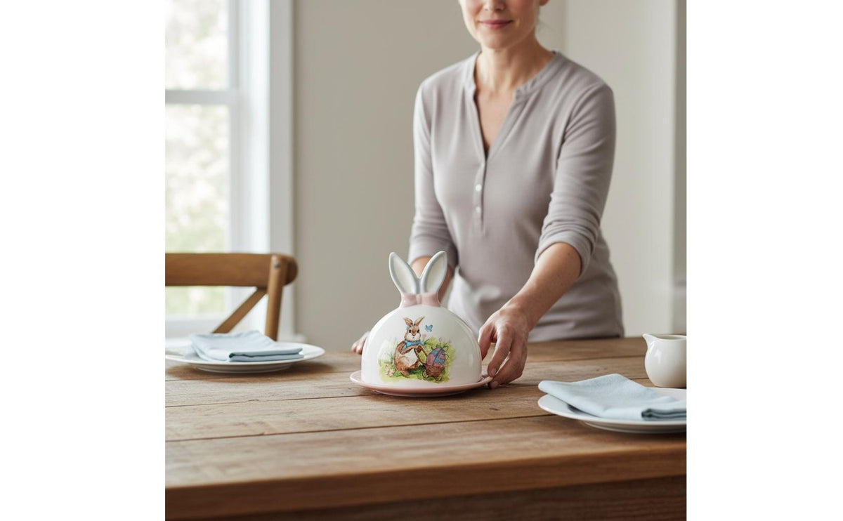 Hare Butter Dish Smooth Glazed Finish Easter Bunny Serving Plate Gift Ceramic Animal Dish for Kids, Parties, Breakfast Table