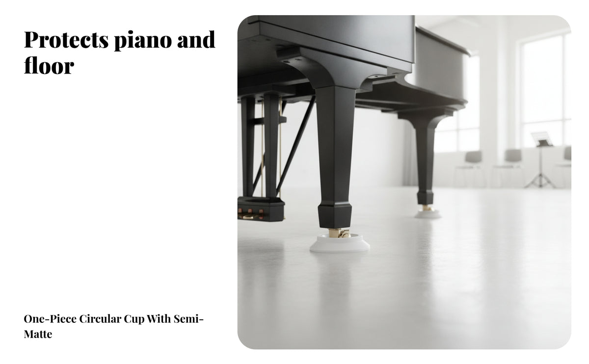 White Piano Caster Cups for Floor Protection