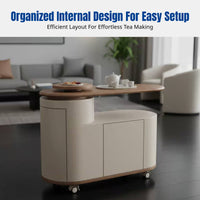 Mobile Tea Cart, Rotating Tea Table, Modern Side Cabinet for Living Room
