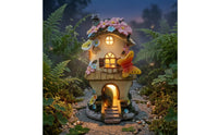 Sunlight-Activated CottageLight Floral Decoration Cottage Night Light Weather Resistant Solar House Ornament for Garden
