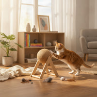 Interactive Rotating Cat Scratcher Ball Compact Cat Scratching Ball on Stand Space-Saving Pet Toy Stylish for Kittens