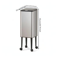 Lidded Trash Can with Raised Legs Rectangular Trash Can with Wheels Mobile Wastebasket Minimalist for Kitchen