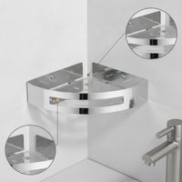 Stainless Steel Bathroom Shelf with Slotted Base Rustproof Shower Organizer Single-Tier Corner Organizer Rust-Resistant for Rv