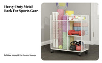With Wheels Mind-Body Practice Mat Storage Rack Space Saving Home Gym Storage Cart Large Capacity Rolling Sports Equipment Holder Heavy Duty