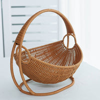 Handwoven Woven Fruit Basket Decorative Rattan Design Basket Eco-Friendly for Living Room, Tabletop