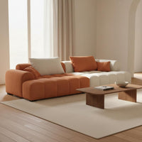 Tofu Block Couch Cat Scratch Resistant Textile Cushioned Block Sofa High-Resilience Foam Minimalist Straight Line Sofa for Small Areas, Apartments