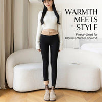Thermal Leggings for Women with Fleece Lining for Winter Cold Weather, Soft Blend with Lace Trim Detail, Elastic Waistband