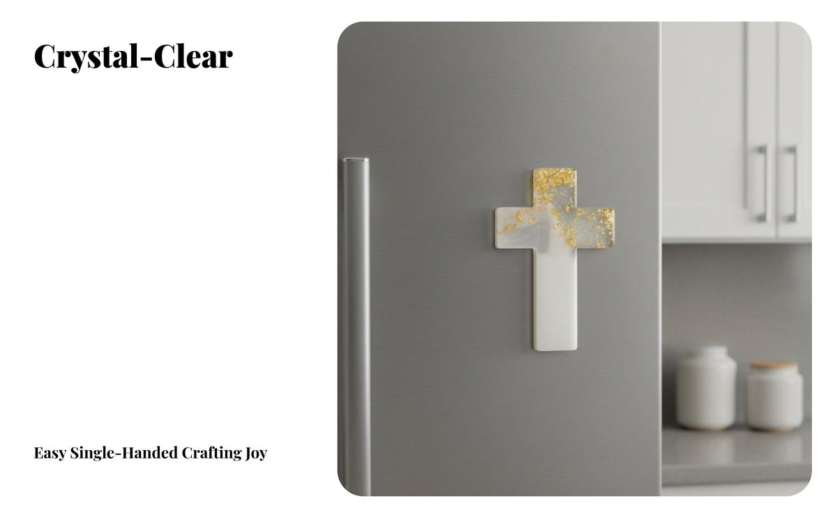 Resin Cross Ornament DIY Friendly Gold Foil Cross Handmade House Decoration for Interior Stylists, Gift Donors, Refrigerator, Office