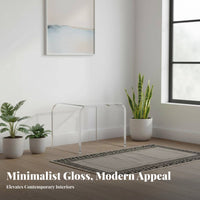 Modern Design U-Shaped Acrylic Stool Easy to Pristine & Transparent Waterfall Stool Multi-Purpose Home Furnishing Seamless-Piece Construction for Adults, Homeowners, Interior Decorators, Entryway, Bathroom, Living Room, Bedroom