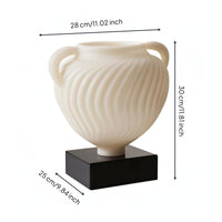 Resin Vase with Handles Tabletop Decorative Vase Modern Sculpture for Living Room, Shelf