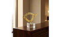 Fish Statue with Crystal Base Metal Fish Sculpture Elegant Decor for Living Room, Office Desk
