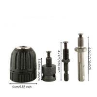 Metal Drill Chuck Kit Ribbed Self-Tightening Chuck Adapter Wear Resistant