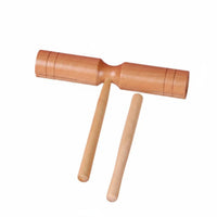 High and Low Tsingles two-tsingletsingle Wood percussion block Develops Rhythm Skills Slotted Wood percussion block with Mallet Natural Sound Percussion Instrument single-Piece Design for Classroom