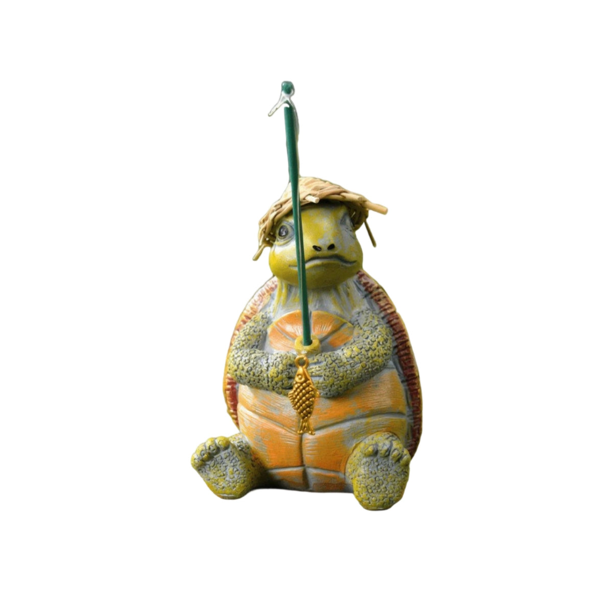 Fishing Turtle Ornament Garden Turtle Ornament with Fishing Rod Outdoor for Pond