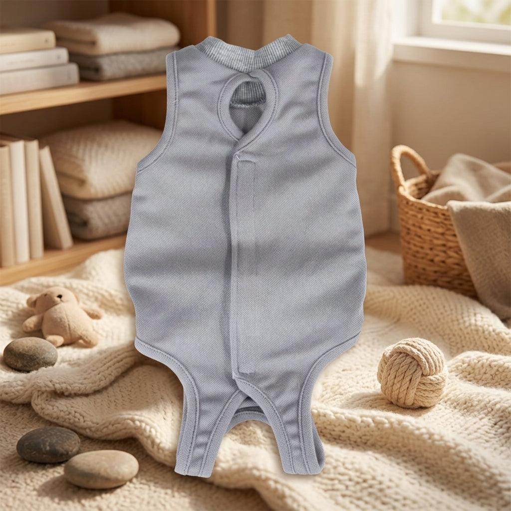 Cat Recovery Suit with Fasteners, Solid Four-Legged Clothing for Complete Body Coverage