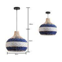 Bamboo Hanging Lamp Tranquil Influenced Woven Lampshade Retro Design Indoor Lighting for Tea Room