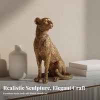 Resin Animal Ornament Highly Detailed Resin Wildlife Ornament Lifelike Details Golden Tiger Figurine for Living Room, Office Desk, Car Dashboard