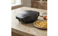 1000W Electric Omelet Maker Hinged Lid Clamshell Omelet Maker Indicator Lights Round Express Griddle Raised Legs