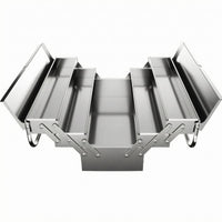 Three-Layer Tool Box Reflective Stainless Steel Tool Box Folding Metal Toolbox Rust Resistant Portable Organizer Easy to Clean