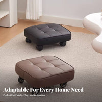 360-Degree Mobility Low-Height Roller Seat Multi-Purpose Tufted Roller Ottoman Silent Wheels Rolling Stool Stable and Sturdy for Beauticians, DIY Enthusiasts, Living Room, Beauty Salon, Entryway, Playroom