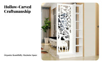 Entryway Partition with Shelves Modern Design Hollow Carved Screen Panel Double-Function Room Divider with Shelves for Renters, Office Workers