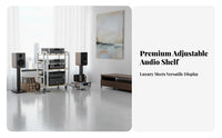 Movable with Wheels Multi-Layer Amplifier Rack Heavy Duty High-Fidelity Equipment Stand Sturdy Construction AV Equipment Stand Reinforced Steel Frame for Audiophiles, Home Theater Enthusiasts