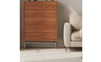 Storage Cabinet with Five Drawers Wood-Grain 5-Drawer Chest of Drawers Tall 5-Drawer Dresser for Bedroom, Living Room, Hallway