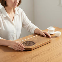 Minimalist Design Walnut Finish Tea Platter Compact Size Dry Brew Tea Tray for Home, Office